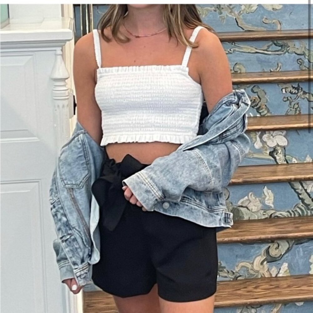 NWOT Aritzia/Sunday Best smocked crop top white medium